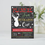 Flannel and Fun Boy First BIrthday Party Invite Kaart (Staand voorkant)