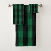 Flannel Buffalo Gedekte groene lumberjack textuur Bad Handdoek (Insitu)