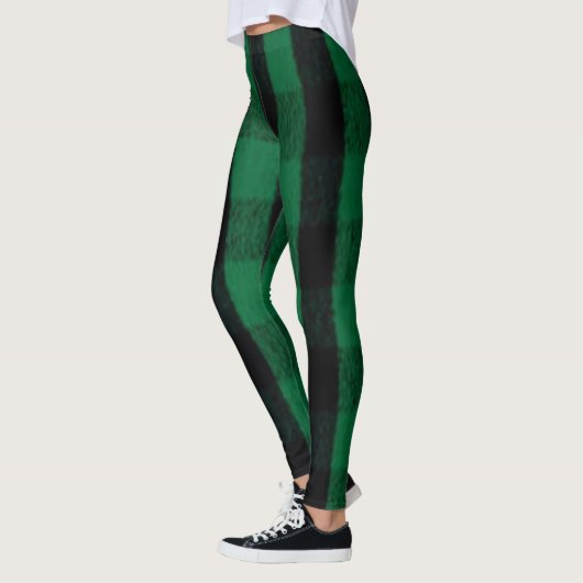 Flannel Buffalo Gedekte groene lumberjack textuur Leggings (Links)