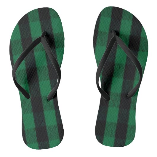 Flannel Buffalo Gedekte groene lumberjack textuur Teenslippers (Voetbed)