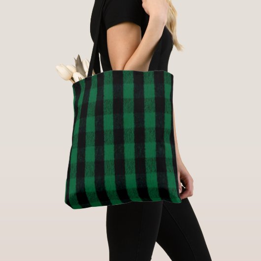 Flannel Buffalo Gedekte groene lumberjack textuur Tote Bag (Dichtbij)