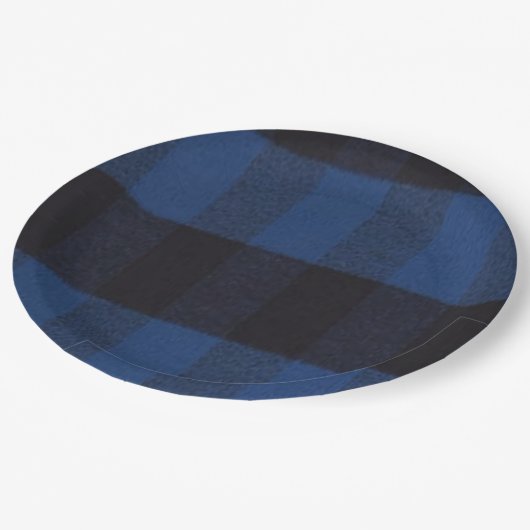 Flannel Buffalo Pset Blue lumberjack textuur Papieren Bordje (Gekanteld)