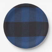 Flannel Buffalo Pset Blue lumberjack textuur Papieren Bordje (Voorkant)