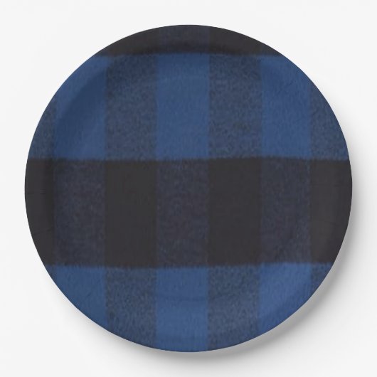 Flannel Buffalo Pset Blue lumberjack textuur Papieren Bordje (Voorkant)