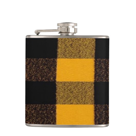 Flannel Buffalo Pset Gele lumberjack textuur Heupfles (Voorkant)