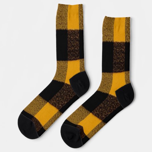 Flannel Buffalo Pset Gele lumberjack textuur Sokken (Links)