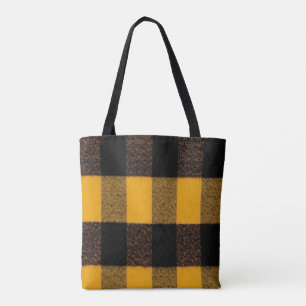 Flannel Buffalo Pset Gele lumberjack textuur Tote Bag