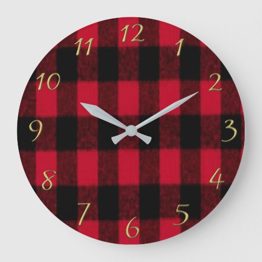 Flannel Buffalo Pset Red lumberjack textuur 1 Grote Klok (Voorkant)