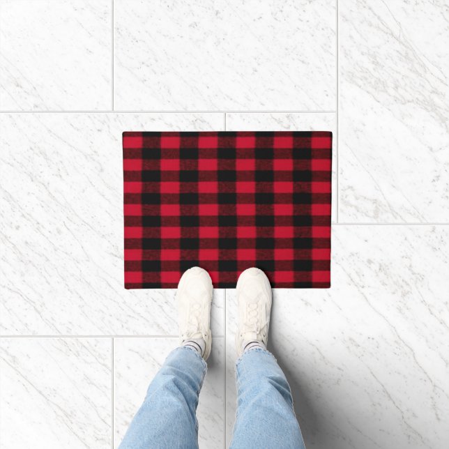 Flannel Buffalo Pset Red lumberjack textuur Deurmat (Binnen)