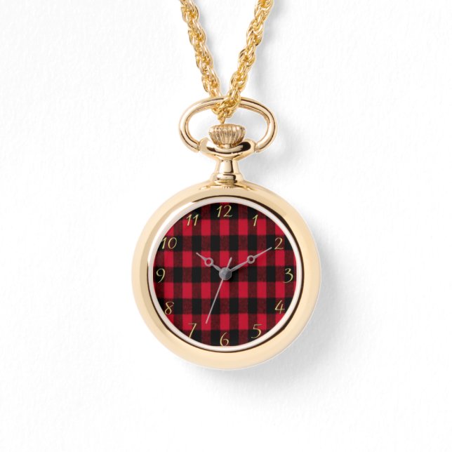 Flannel Buffalo Pset Red lumberjack textuur Horloge (Voorkant)