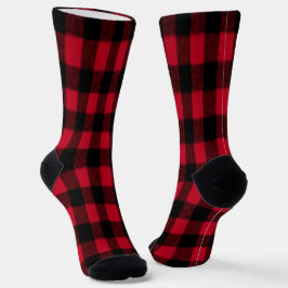 Flannel Buffalo Pset Red lumberjack textuur Sokken