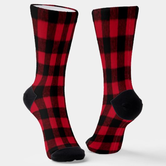 Flannel Buffalo Pset Red lumberjack textuur Sokken (Gebogen)
