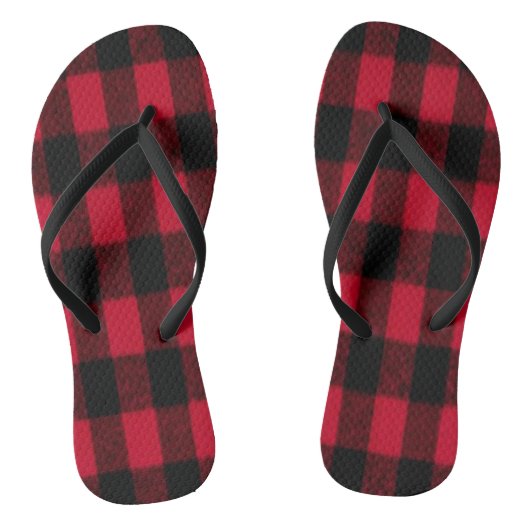 Flannel Buffalo Pset Red lumberjack textuur Teenslippers (Voetbed)