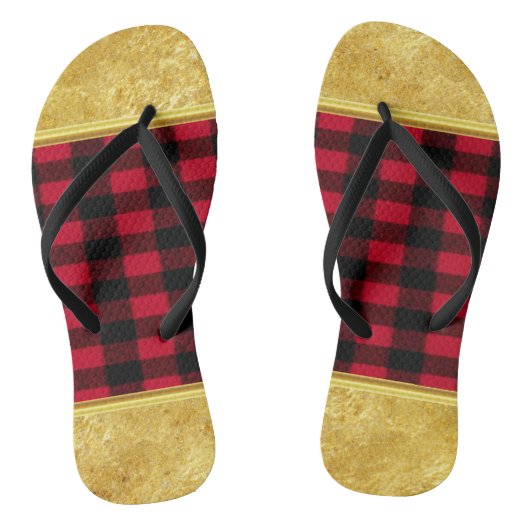 Flannel Buffalo Pset Red lumberjack textuur Teenslippers (Voetbed)