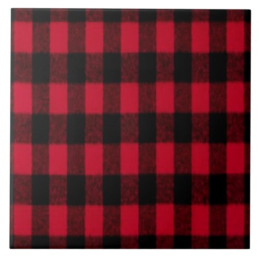 Flannel Buffalo Pset Red lumberjack textuur Tegeltje (Voorkant)