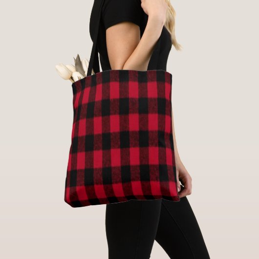 Flannel Buffalo Pset Red lumberjack textuur Tote Bag (Dichtbij)