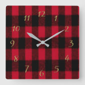 Flannel Buffalo Pset Red lumberjack textuur Vierkante Klok (Voorkant)