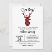 Flannel Deer Baby shower Invitation Kaart (Voorkant)