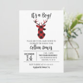 Flannel Deer Baby shower Invitation Kaart (Staand voorkant)