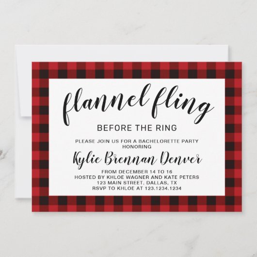 Flannel die voor de partij Ring.Bachelorette valt Kaart (Voorkant)