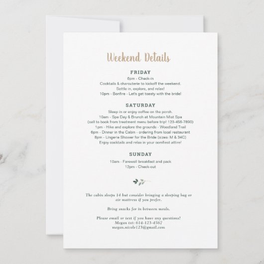 Flannel en Fizz Bachelorette Glamping Invitation Kaart (Achterkant)