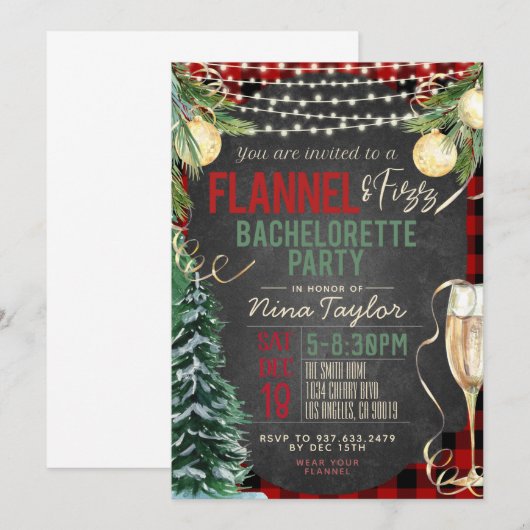 Flannel en Fizz Bachelorette Kaart (Voorkant / Achterkant)