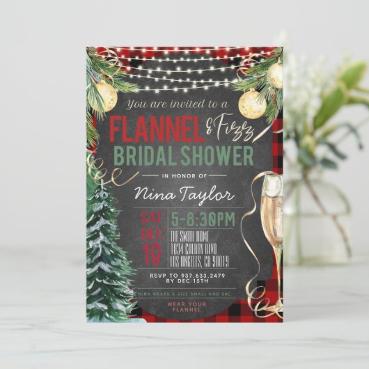 Flannel en Fizz Bridal Shower Kaart (Staand voorkant)