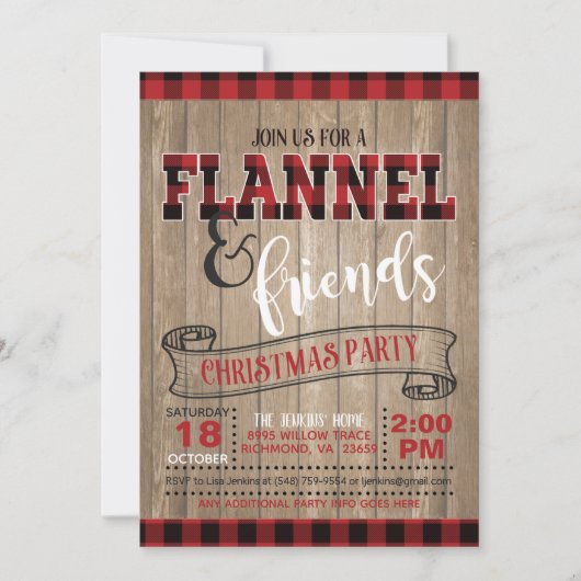 Flannel en Friends Christma Party Invitation - BR Kaart (Voorkant)
