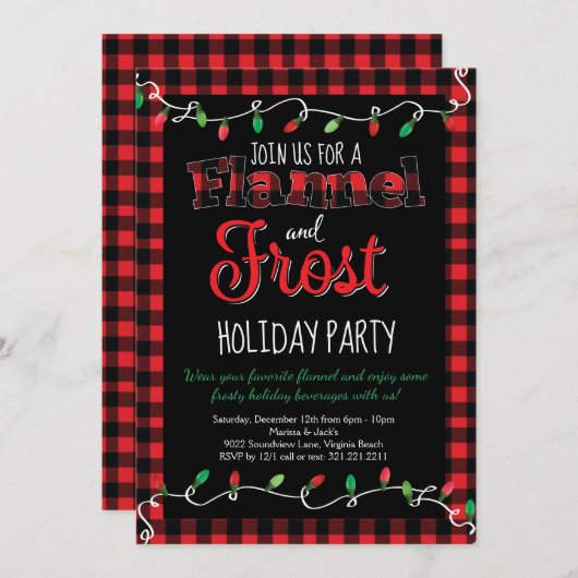 Flannel en Frost Red Black met kerstfeest Kaart (Voorkant / Achterkant)