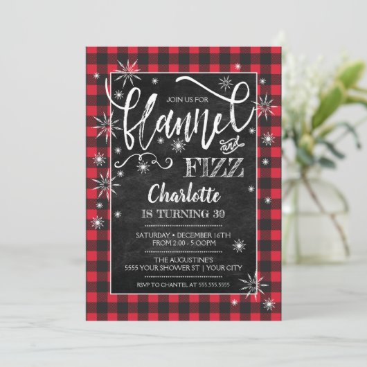 Flannel & Fizz Birthday Uitnodiging (Staand voorkant)