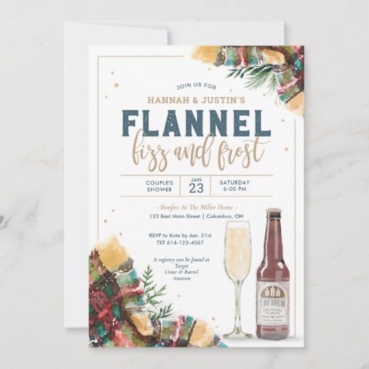 Flannel Fizz en Frost Couples Shower Invitation Kaart (Voorkant)