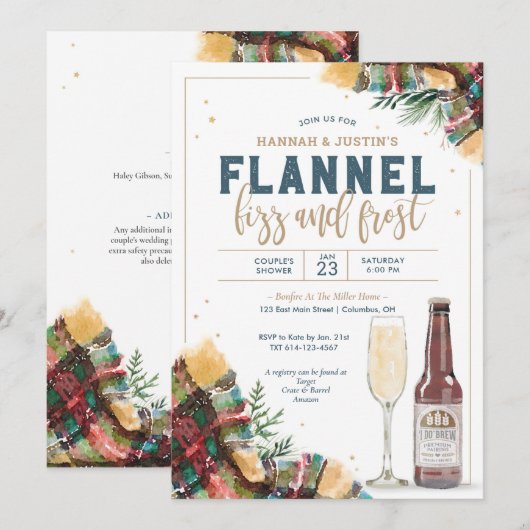 Flannel Fizz en Frost Couples Shower Invitation Kaart (Voorkant / Achterkant)