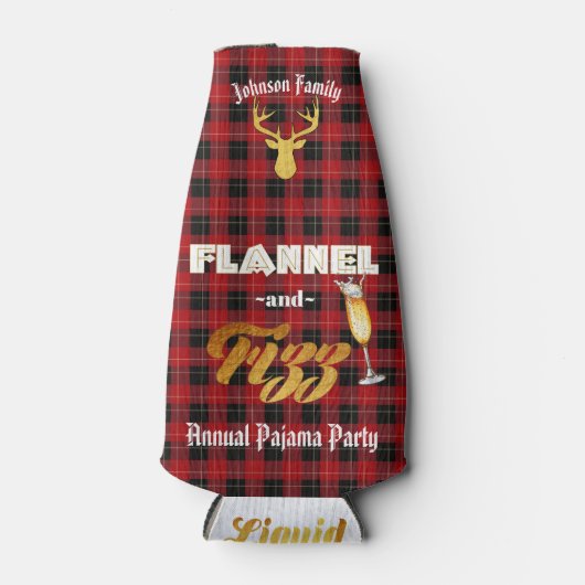 Flannel & Fizz Red|Black Pset|Gold Foil Holiday Flesjeskoeler (Voorkant)
