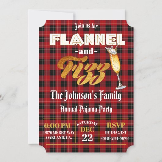 Flannel & Fizz Red|Black Pset|Gold Foil Holiday Kaart (Voorkant)