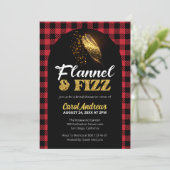 Flannel & Fizz Rood en Zwart Plaid Vrijgezellenfee Kaart (Staand voorkant)