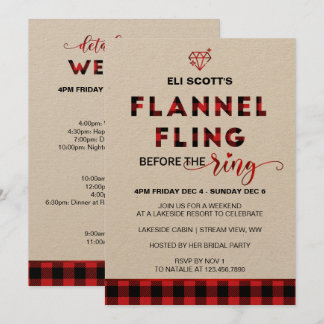 Flannel Fling Bachelorette Invitation + Itinerary Kaart