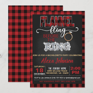 Flannel Fling Bachelorette Party Invitation - Red Kaart
