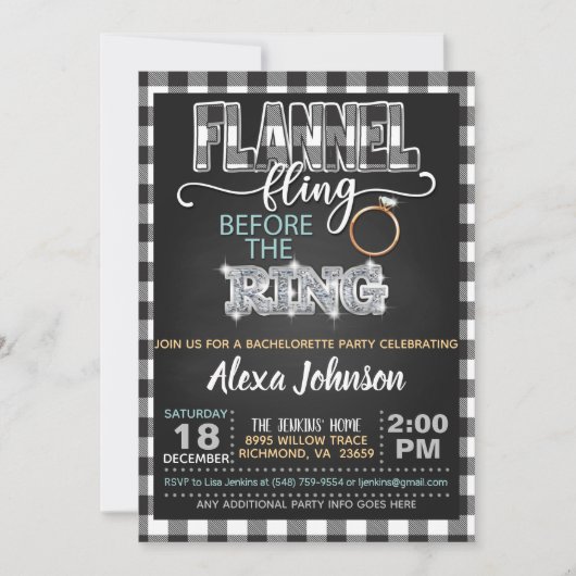 Flannel Fling Bachelorette Party Invitation - WH Kaart (Voorkant)