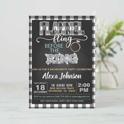Flannel Fling Bachelorette Party Invitation - WH Kaart (Staand voorkant)