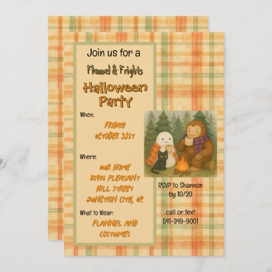 Flannel & Frights Halloween Party Uitnodiging (Voorkant / Achterkant)