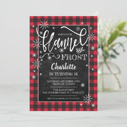 Flannel & Frost Birthday Invitation Kaart (Staand voorkant)