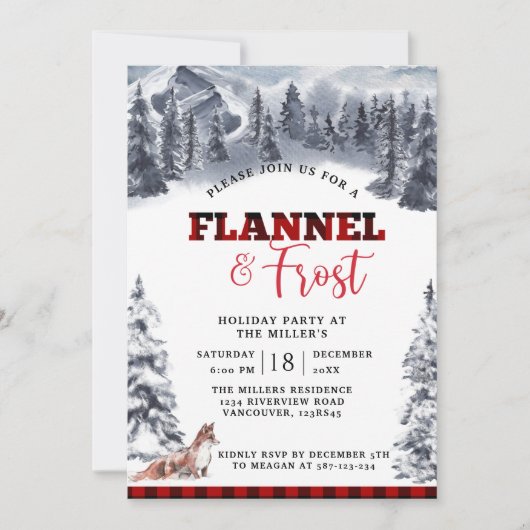 Flannel & Frost Holiday Party, Mountains en Fox Kaart (Voorkant)