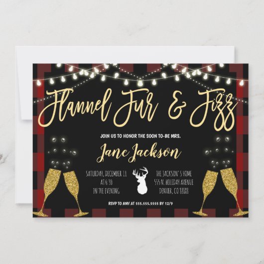 Flannel Fur en Fizz Party Invitation Kaart (Voorkant)