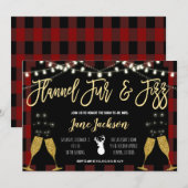 Flannel Fur en Fizz Party Invitation Kaart (Voorkant / Achterkant)