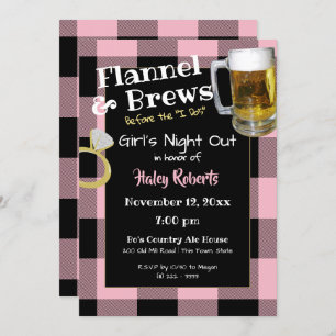 Flannel Girls Night Out Bachelorette Party Kaart