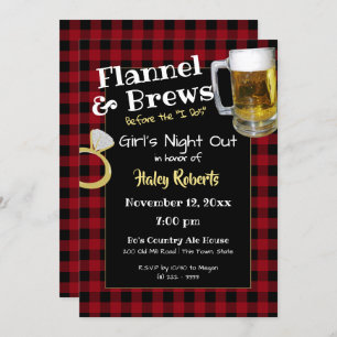 Flannel Girls Night Out Bachelorette Party Kaart
