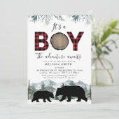 Flannel Lumberjack Beer Het is een Baby shower Kaart (Staand voorkant)