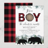 Flannel Lumberjack Beer Het is een Baby shower Kaart (Voorkant / Achterkant)