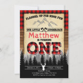 Flannel Lumberjack Birthday Party Invitation Kaart (Voorkant)