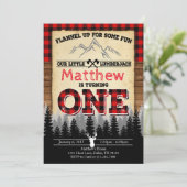 Flannel Lumberjack Birthday Party Invitation Kaart (Staand voorkant)